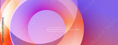 Abstract colorful layers create dynamic background. Soft gradients blend purple, pink, orange hues. Modern design element.