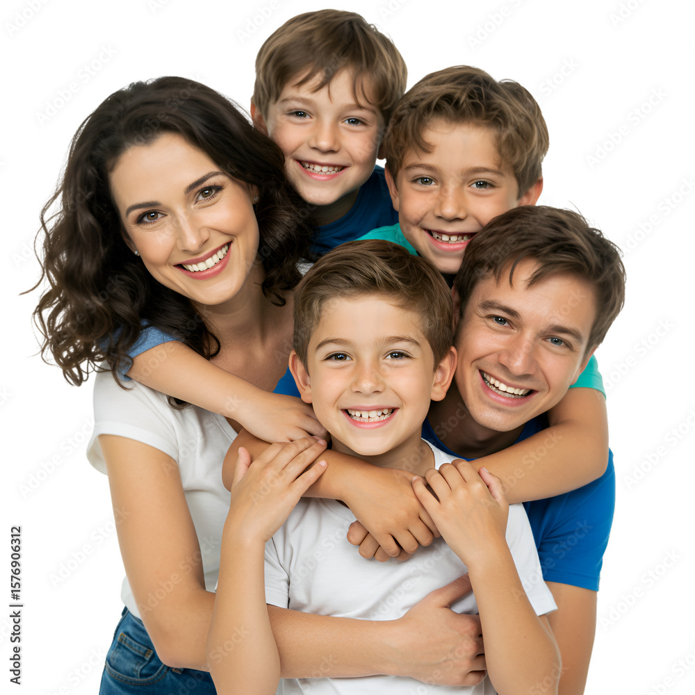 Cheerful Family Portrait with Transparent Background Smiling Together Cheerful Family Portrait with Transparent Background Smiling Together