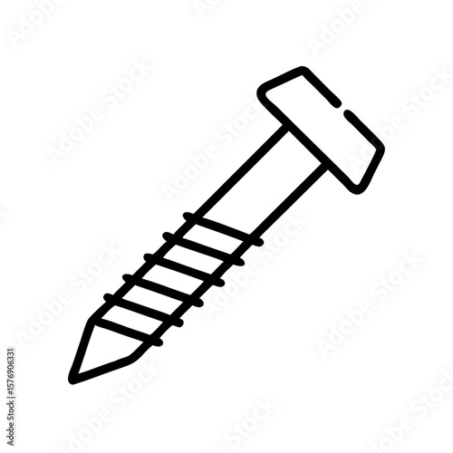 Screw drawing in black outline style representing repair tools  
