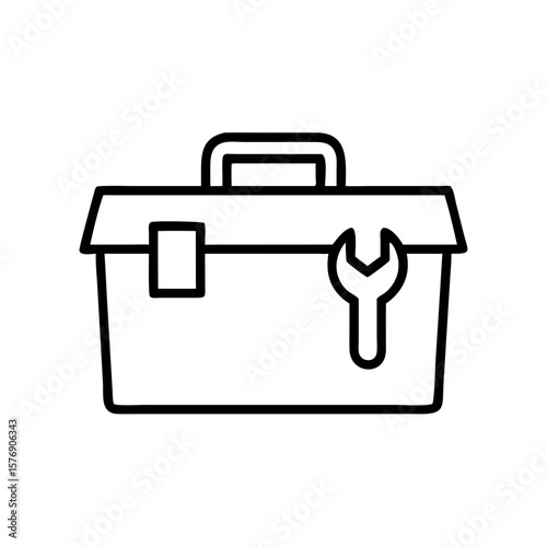 Toolbox with wrench illustration in minimal line art style  