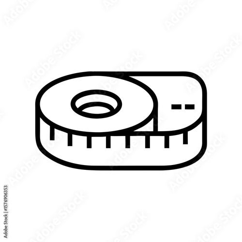 Tape measure tool in minimalist design with black outlines on white  
