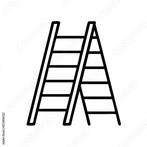 Ladder in simple design with clean lines for repair tools concept  