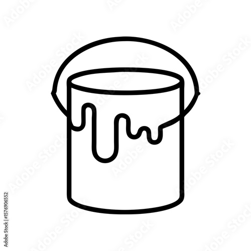 Paint can with dripping paint in minimalist style for repair tools  