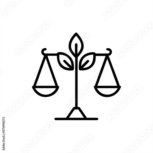 Tree With Balanced Scale Eco Justice on transparent background for web and graphic design