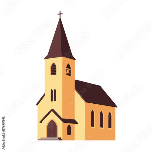 yellow church building with brown roof clip art preview