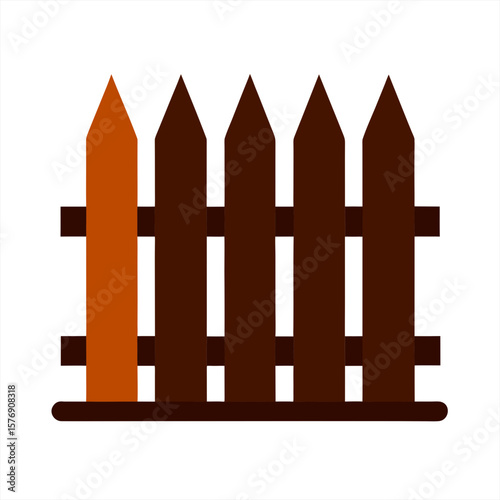 Wooden Garden Fence Silhouette on transparent background for web and graphic design