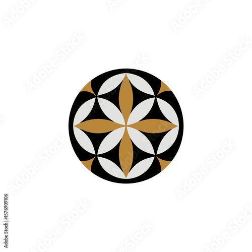 Geometric Luxury Mandala Logo in Concentric Gold