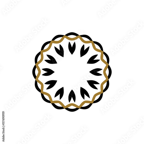 Luxury Gold Embroidery Mandala Logo Vector