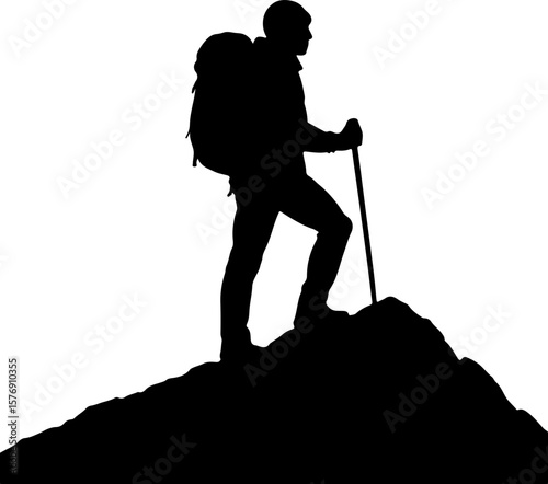 "Silhouette of a Man Standing on Mountain Top 
