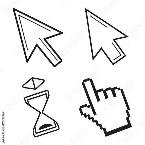 
a set of cursors and a hand cursor