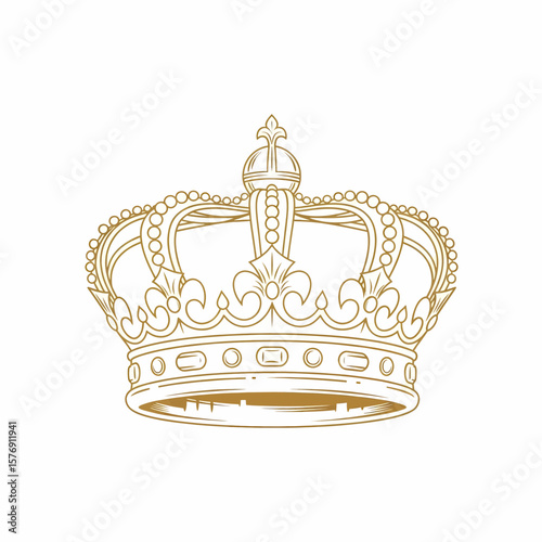 Beautiful gold crown illustration representing royalty, elegance and leadership