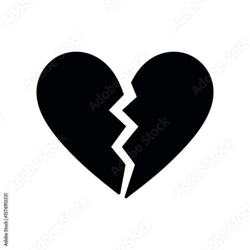 Black broken heart symbol love sadness