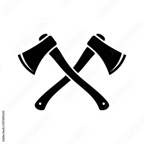 Crossed black axes tool cutting