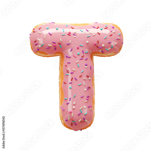 Wallpaper Mural Isolated 3d Illustration of Pink Donut Letter T Sweet Alphabet Torontodigital.ca