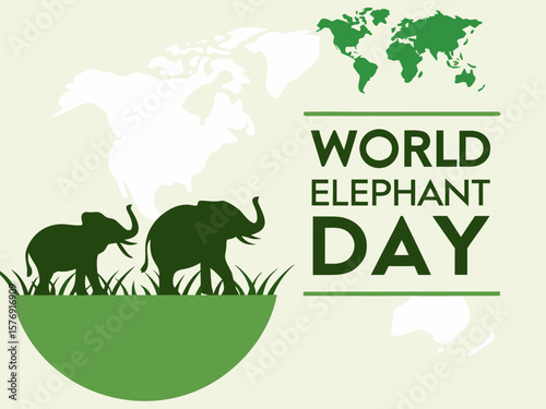 Celebrating World Elephant Day with a Cute Mother and Baby Elephant Illustration in Africa