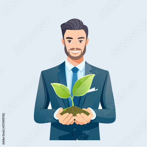 Ceo nurtures growth a symbol of sustainability and innovation in technology corporate environment