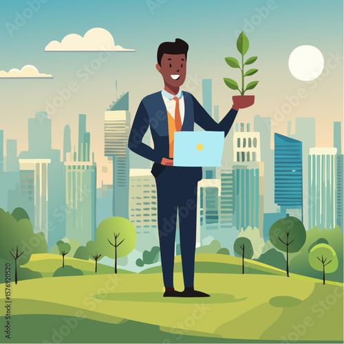 Ceo nurtures growth a symbol of sustainability and innovation in technology corporate environment