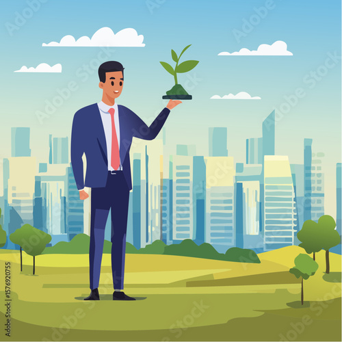 Ceo nurtures growth a symbol of sustainability and innovation in technology corporate environment