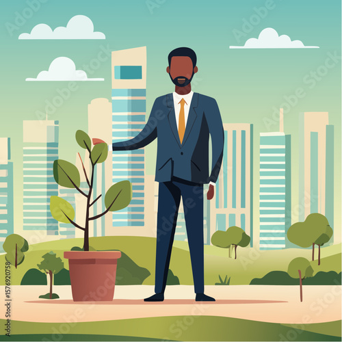 Ceo nurtures growth a symbol of sustainability and innovation in technology corporate environment