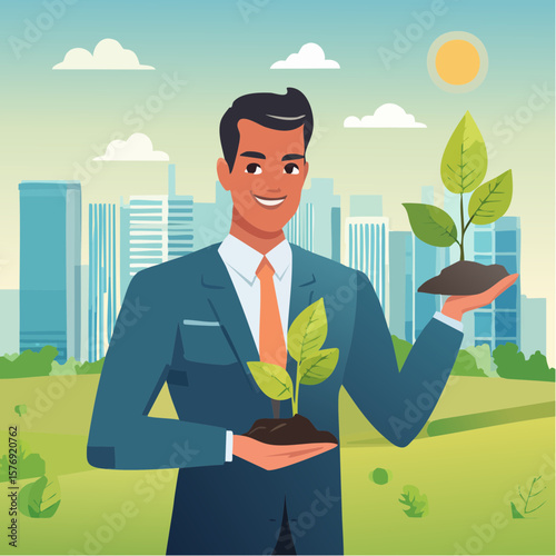 Ceo nurtures growth a symbol of sustainability and innovation in technology corporate environment