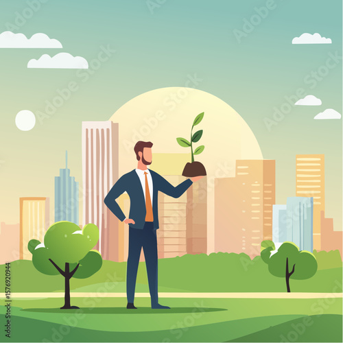 Ceo nurtures growth a symbol of sustainability and innovation in technology corporate environment