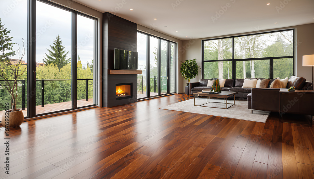 Contemporary comfort: dark wood flooring creates a luxurious, inviting home ambiance Contemporary comfort: dark wood flooring creates a luxurious, inviting home ambiance