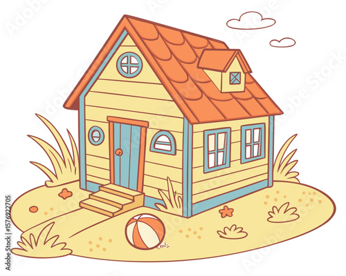 illustration of a house with a roof and a house