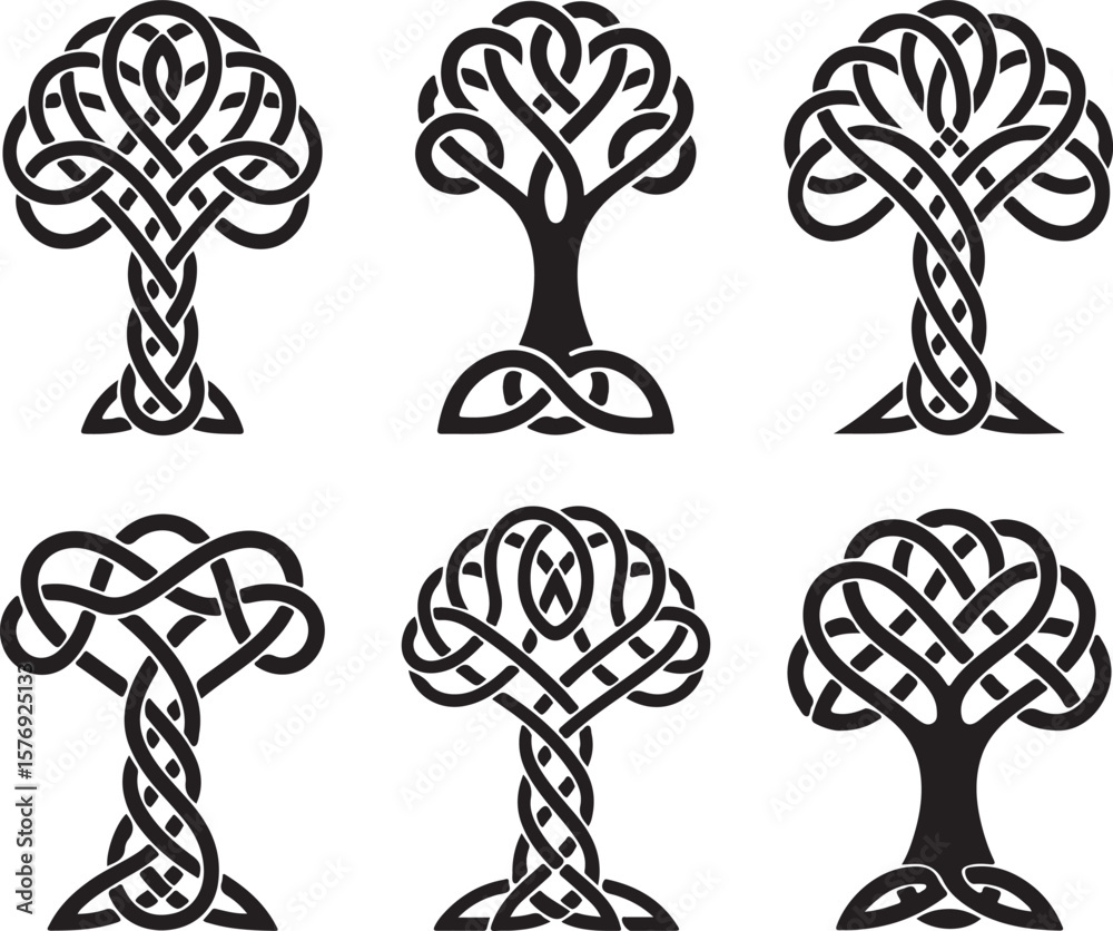 Celtic Knot Tree Designs Six Intricate Illustrations for Art and Design Inspiration