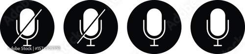 Set of Microphone button icons. voice recorder concept, Flat design design, Illustration Icons, Podcast icons, vector illustration ,
