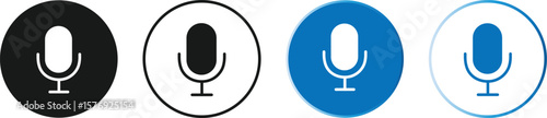 Microphone icon set flat style. Microphone audio, Flat design sign, Podcast microphone illustration,
