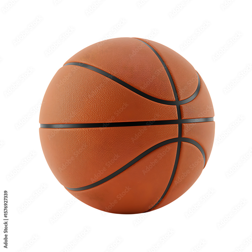 Fototapeta premium An orange basketball isolated on transparent background is ready for a game
