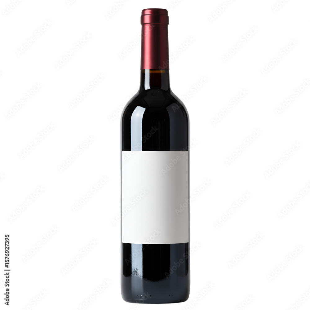Fototapeta premium Isolated Bottle of Red Wine with Blank Label on Transparent Background
