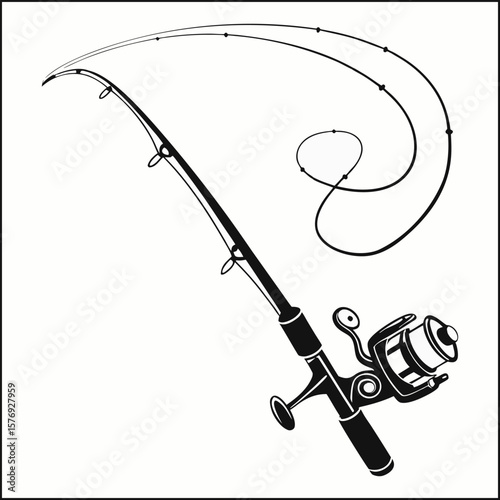 Realistic Fishing Rod Vector Illustration