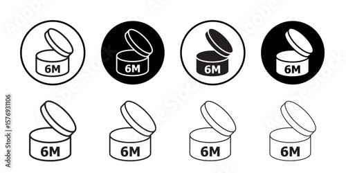 6 months PAO icon simple outline vector sign