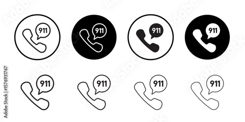 Call 911 phone number icon simple outline vector sign