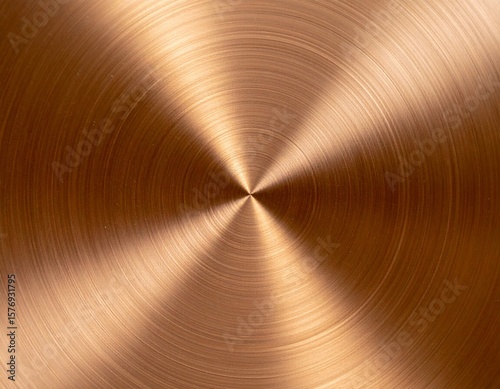 brushed shiny bronze alloy texture circular polished copper brown metal plate background
