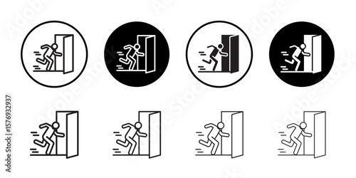 Emergency exit icon simple outline vector sign
