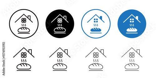 Fresh bakery pastry shop icon simple outline vector sign