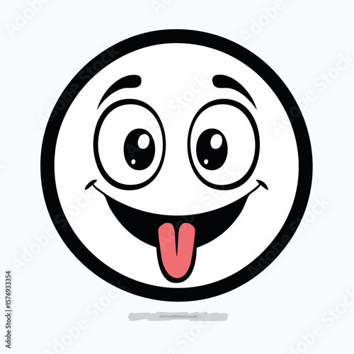 Playful Smiley Face with Tongue Sticking Out, Expressing Joy and Lightheartedness