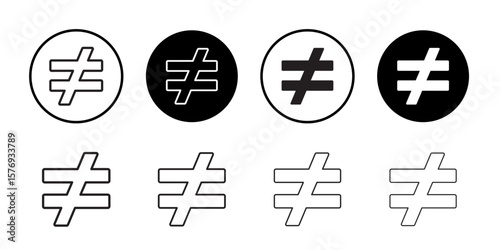 Inequality icon simple outline vector sign
