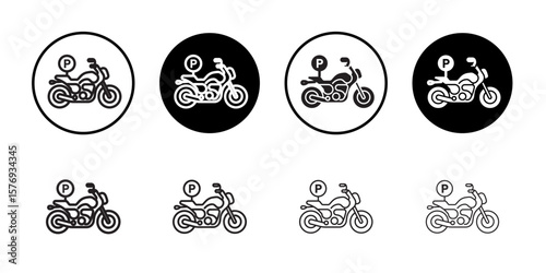 motorbike parking icon simple outline vector sign