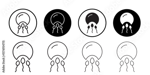 ovule being fertilized by sperm icon simple outline vector sign