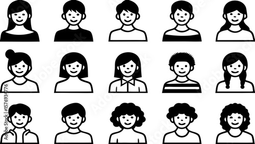 People Avatars Stock Illustration – Diverse Flat Vector Icons of Men and Women
