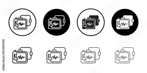 Rescue defibrillator icon simple outline vector sign