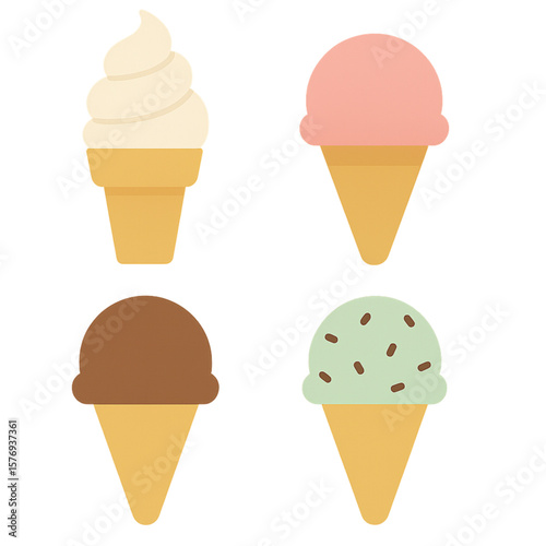 Simple Ice Cream Illustration Set