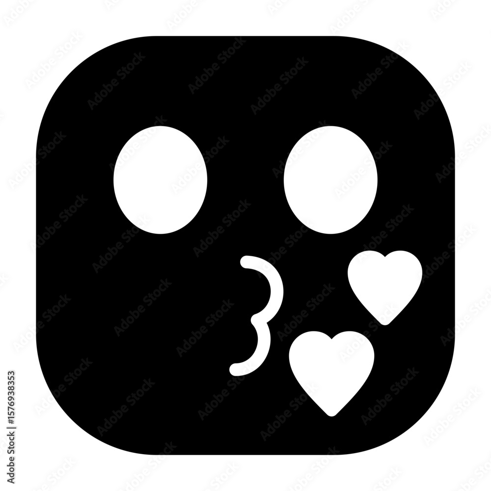 Fototapeta premium Kissing Face Smiling Vector Icon