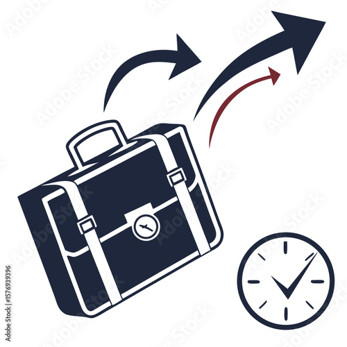 A briefcase soaring upwards, symbolizing efficient time management in business.