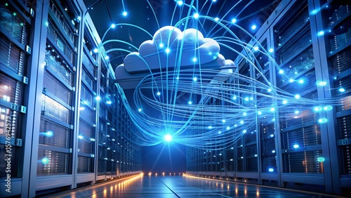 illustration for cloud computing concept with data