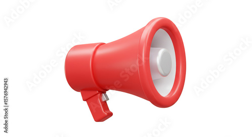 Red Megaphone 3D Rendered Isolated Communication Annoucement Marketing Design