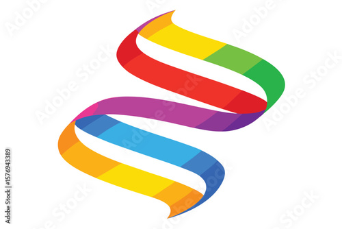 Colorful Swirling Ribbon Design Abstract Art & Rainbow Hues Ai Generated